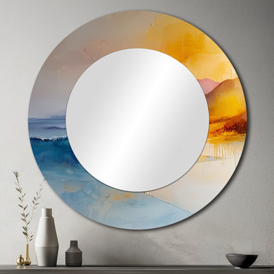 Oceanic Waves On Minimalism Coastal Scenery I - Desert Decorative Mirror Wall Art