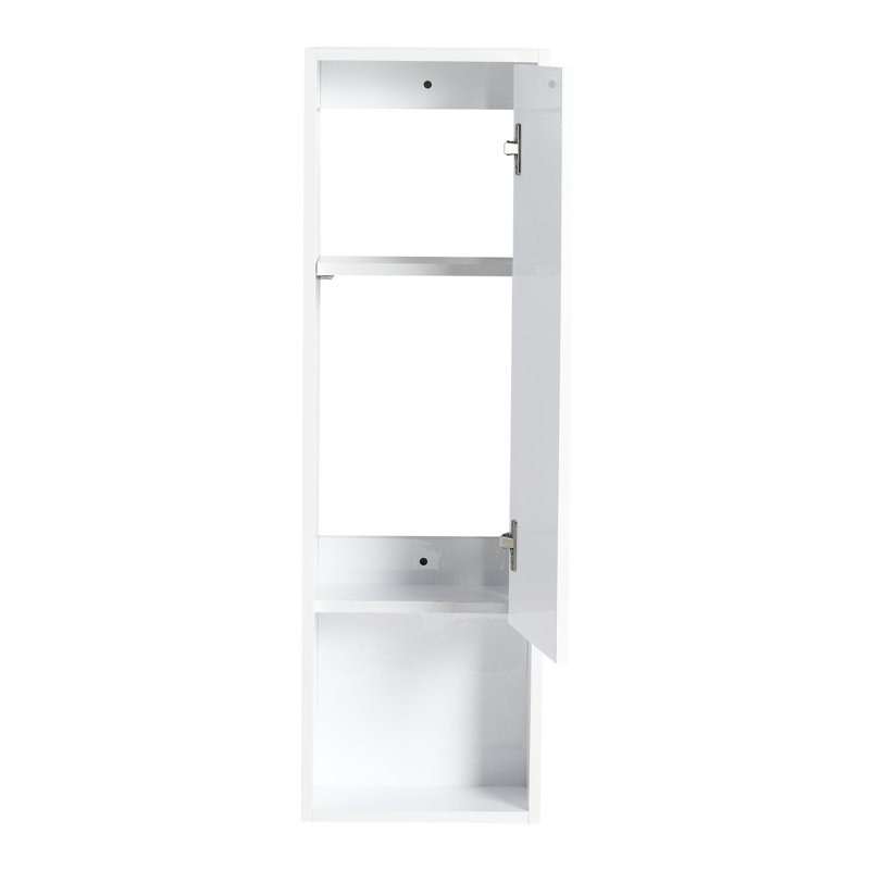 Armoire murale de salle de bain moderne de 12 pouces, portes à fermeture douce, blanc brillant, montage flottant, pour armoire de rangement avec fixation, organisée