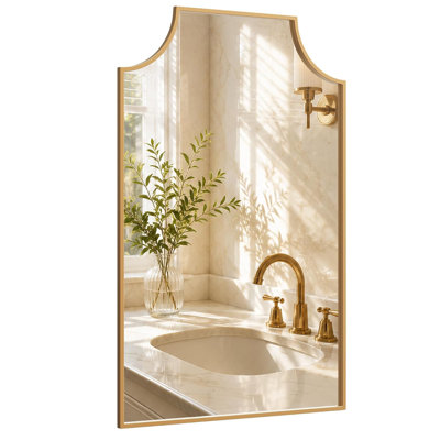 Modern Metal Framed Arch Gold Bathroom Wall Mirror Vanity Mirror