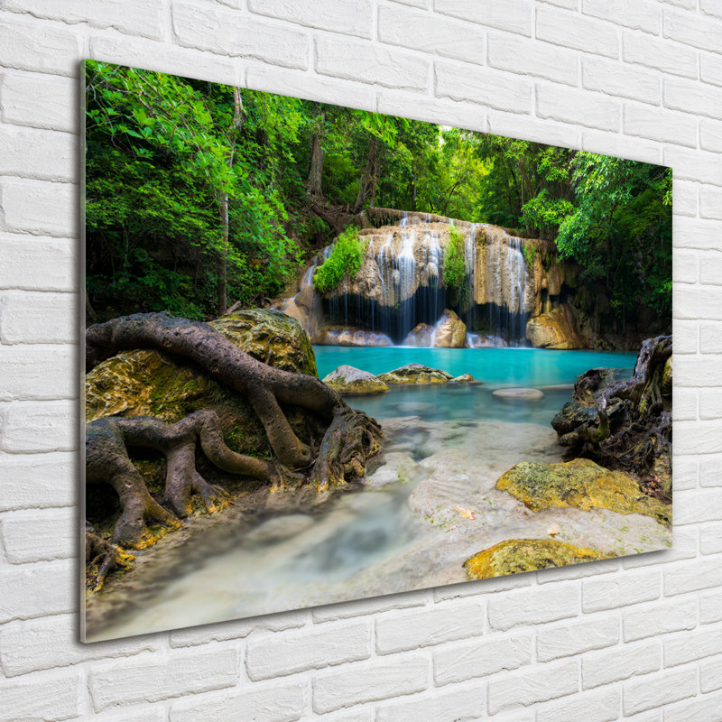 Waterfall In The Forest - No Frame Print on Glass