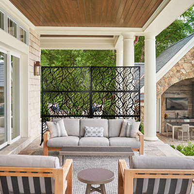 Outdoor Privacy Screen , 6 ft. H x 4 ft. W, Metal Privacy Screen With Decorative Geometric Pattern