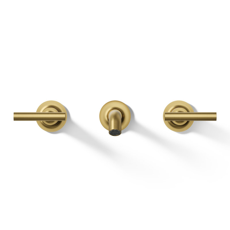 Purist® Wall-Mounted Bathroom Faucet, Vibrant Brushed Moderne Brass, Lever Handle
