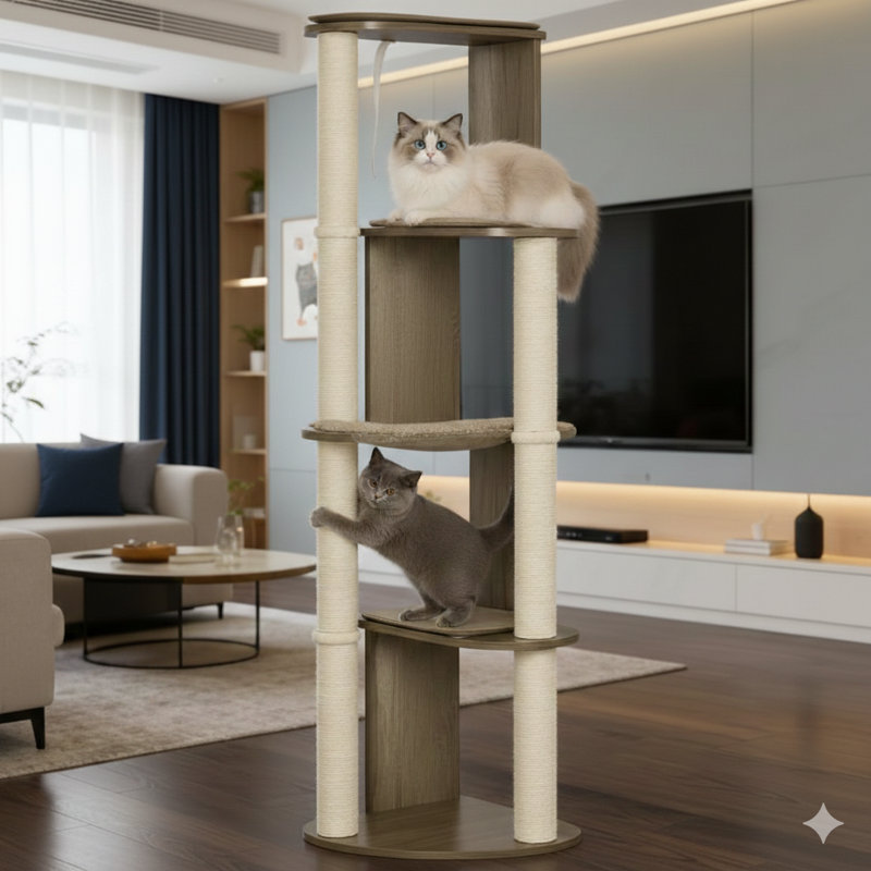 Grande tour à chat multi-niveaux, arbre à chat en coin