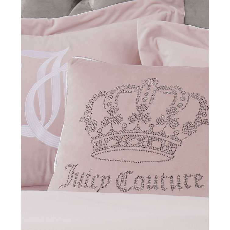 Juicy Couture Gothic Rhinestone Crown Pillow 20 x 20 - Grey