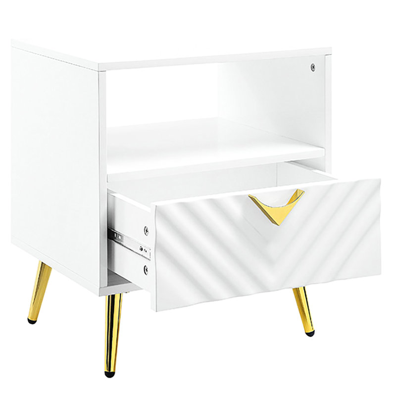Table rectangulaire blanche brillante - Tiroir et tablette pour la vie contemporaine
