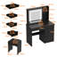 100cm Wide Dressing Table with Sliding 3-Colour LED Mirror & Hidden Storage, 5-Drawer Vanity & Stool-246195934