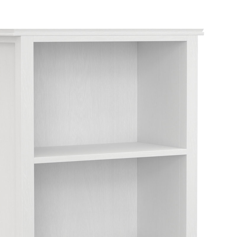 Grande bibliothèque contemporaine à 5 tablettes en bois massif Artisan H 72 "avec tablettes réglables et panneaux décoratifs