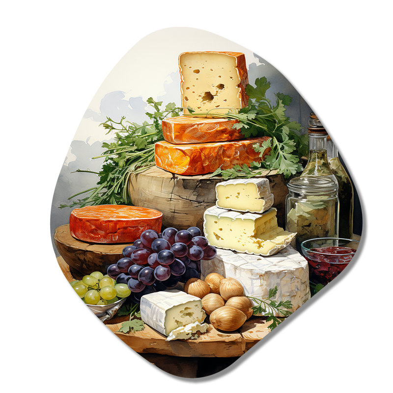 «Food Cheese Platter I - Cheese Nebula Shape», art mural en métal asymétrique, H 35 po x l 31 po x P 1 po