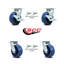 5 Inch Polyurethane Caster Set with Ball Bearings 4 Swivel Lock 2 Brake|SCC-30CS520-PPUB-TLB-BSL-2-BSL-2