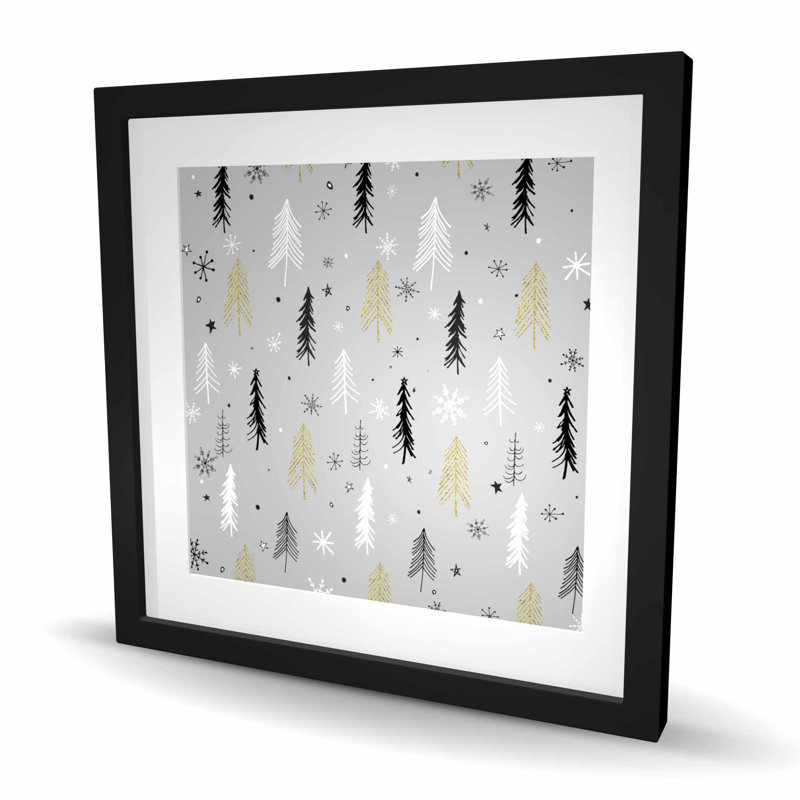 Motif d'arbre de Noël - reproduction d'art encadrée pour enfants