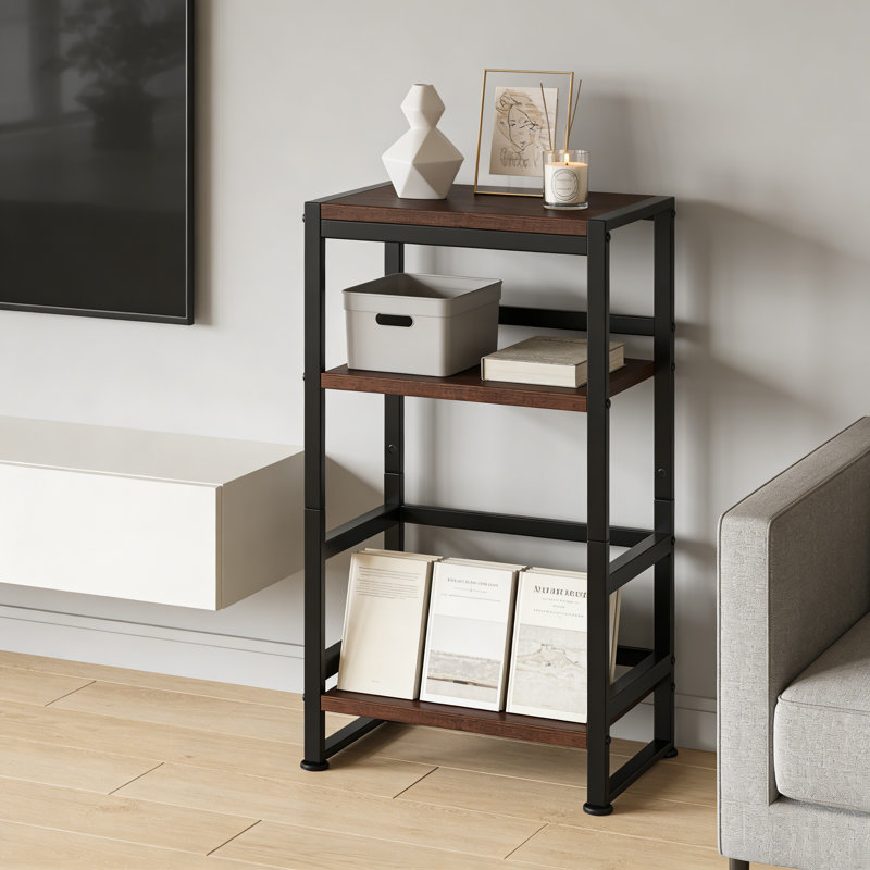 Manufactured Wood,Metal 71cm H Media Shelves, Cherry