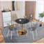 31,5 po doré Table basse noire Mid-Century, plateau rond en panneau de fibres à densité moyenne, base à piédestal stable, facile à nettoyer