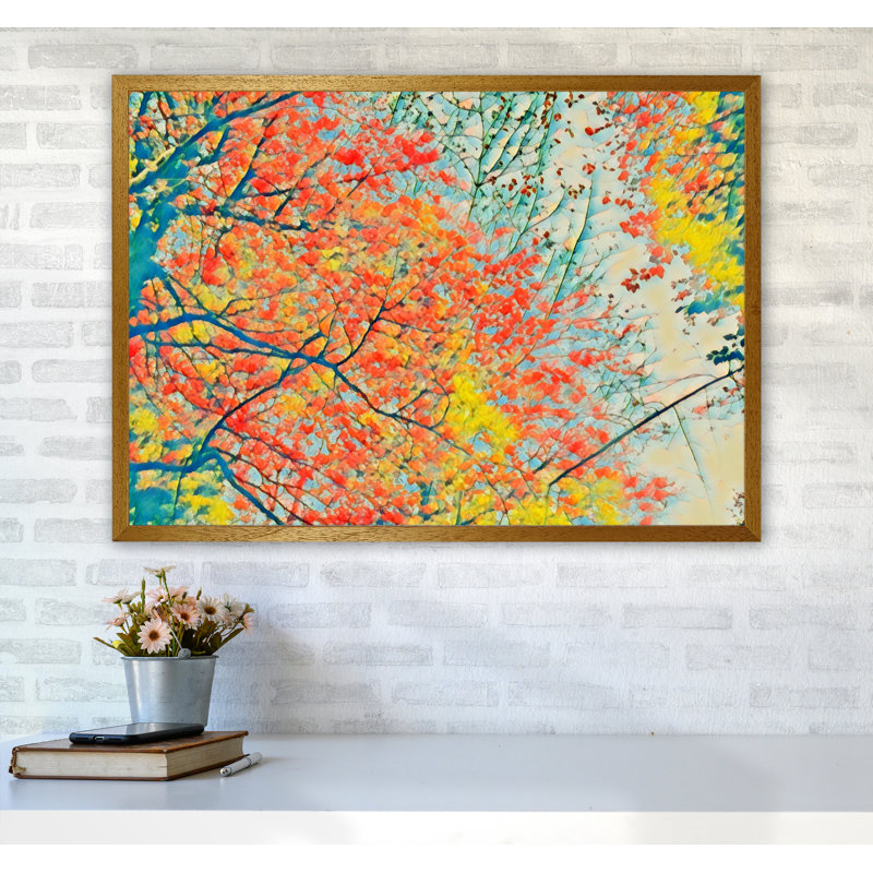 Autumn Is Here - Print on Canvas, 64cm H x 88cm W x 3cm D, Brown Framed