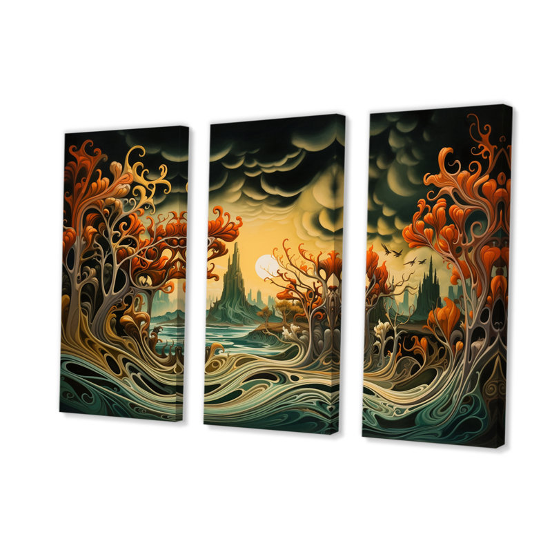 Aventures dans la forêt enchantée - ensemble de reproductions d'art mural forêt, H 32 po x l 48 po x P 1 po