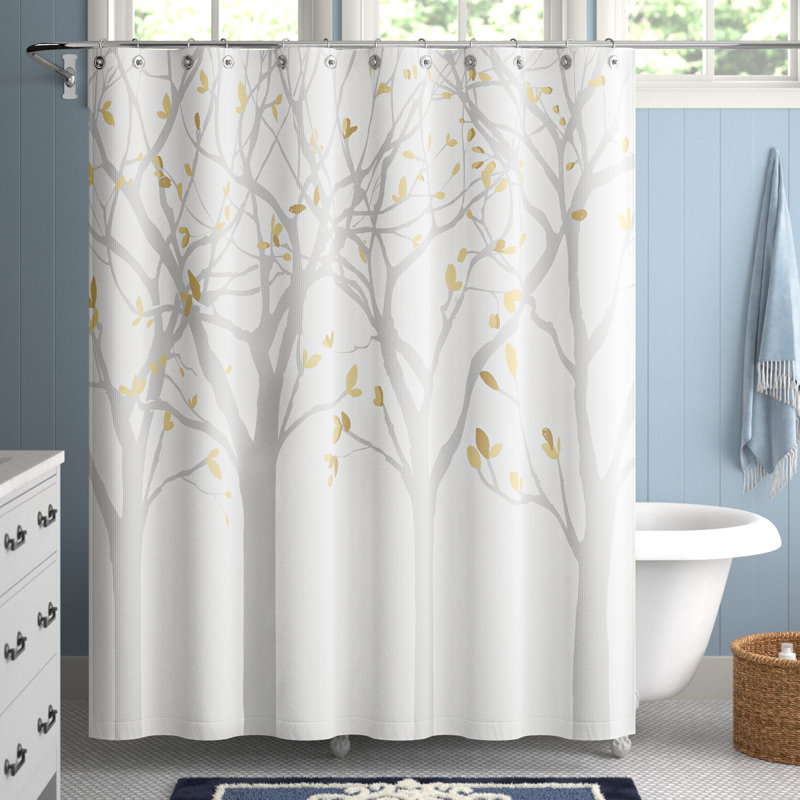 Bothell Floral Shower Curtain, Gray
