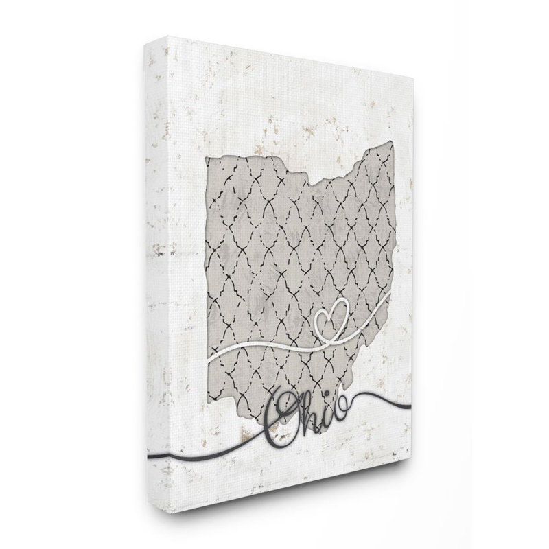 « ohio patterned gray state us », impression sur toile, Toile tendue, H 20 po x l 16 po x P 1,5 po