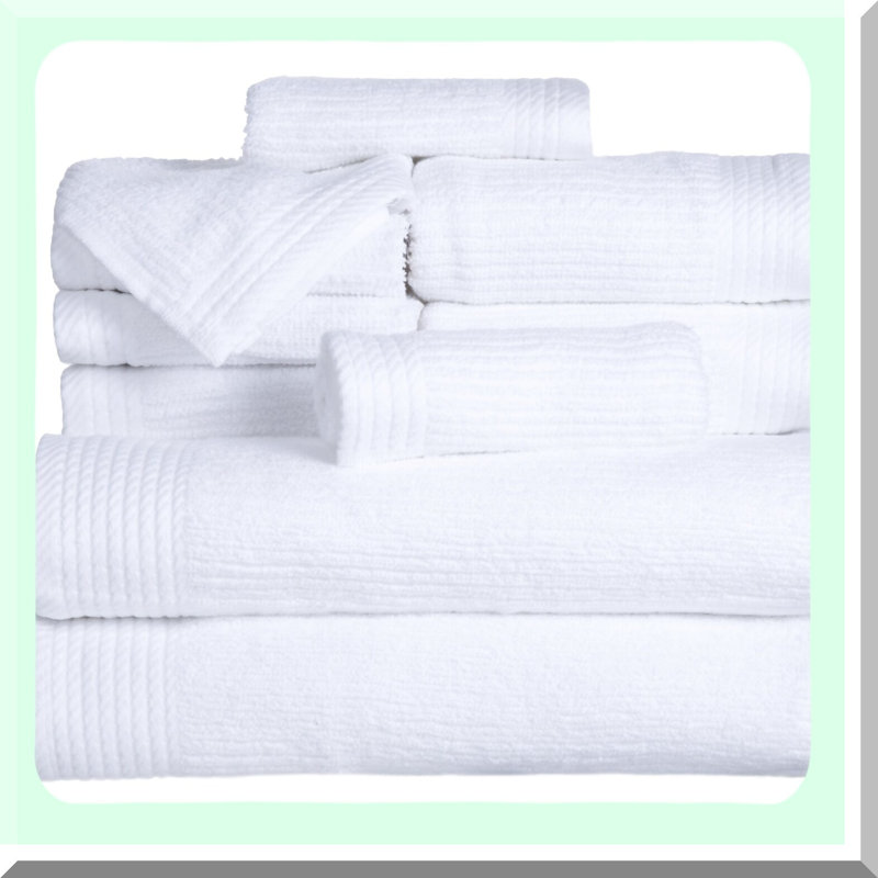 LuxRib Cotton Bliss: 10-Piece White Towel Set