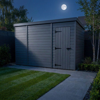 Total Sheds 10ft x 4ft Composite Pent Garden Shed - Single Door - No Windows - EPDM Rubber Roof - UK Manufactured