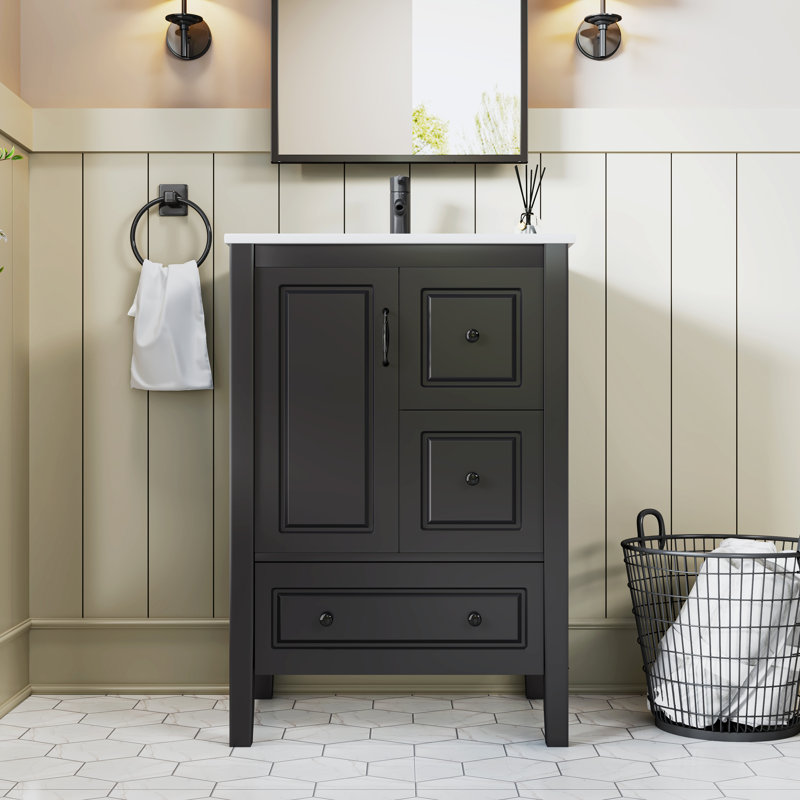 Meuble-lavabo 24 po avec lavabo en céramique Faustine