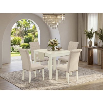 5-Piece Solid Wood Top - Square Dining Room Set - Seats 4