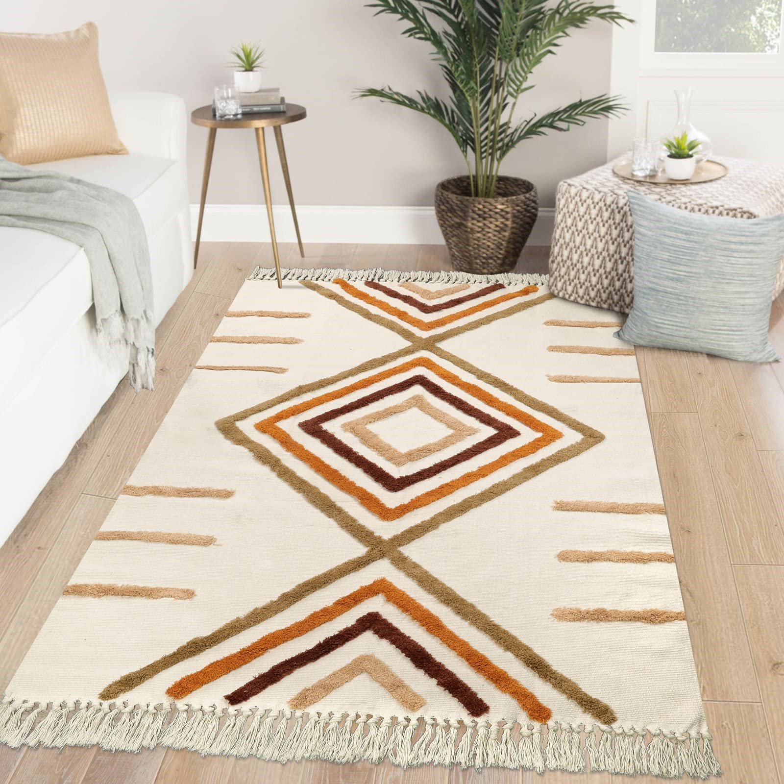 Kendall Geometric Indoor / Outdoor Tan Area Rug Mistana Rug Size: Rectangle 4' x 6