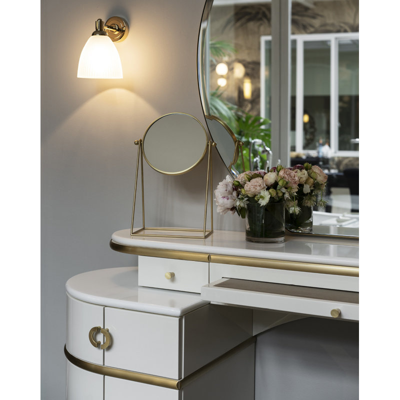 Zelda Vanity Set and Mirror, Brushed Brass