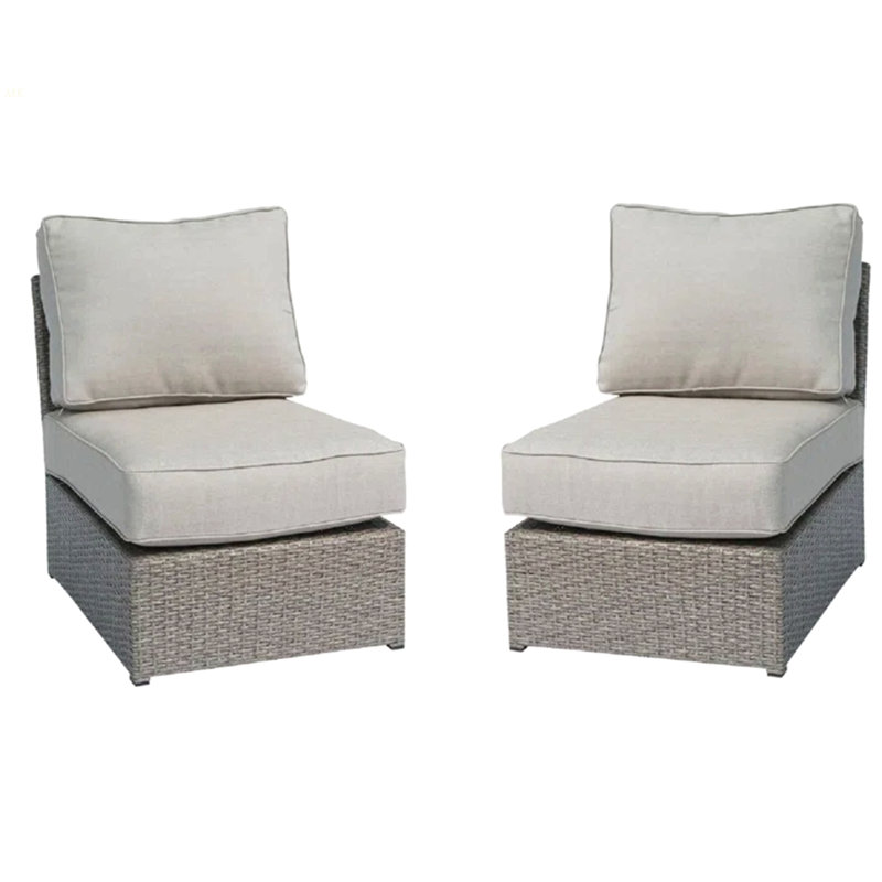 Chaise de patio entièrement assemblée avec coussins, Gris clair, Gris