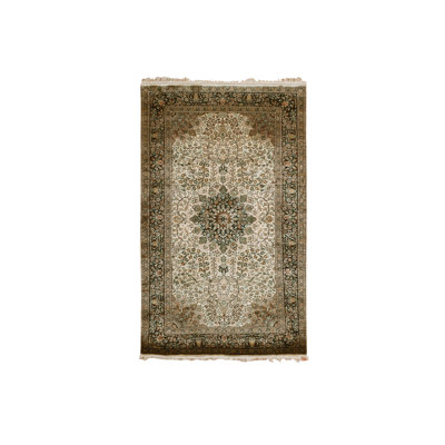 Tapis oriental rectangulaire en soie ivoire noué à la main 2 pi 11 po x 5 pi 5 po - MOA10275438