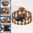18In Caged Ceiling Fan With Light, Chandelier Farmhouse Ceiling Fans With Lights And Remote,Bladeless Rustic Fandelier Ceiling Fan For Kitchen, Bedroom(6 Speed, Timing)-Rustic Wood