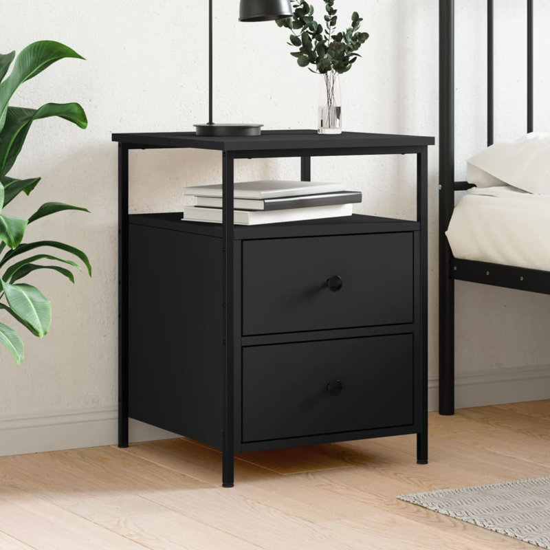 Dura 44cm W Iron Bedside Table, Black