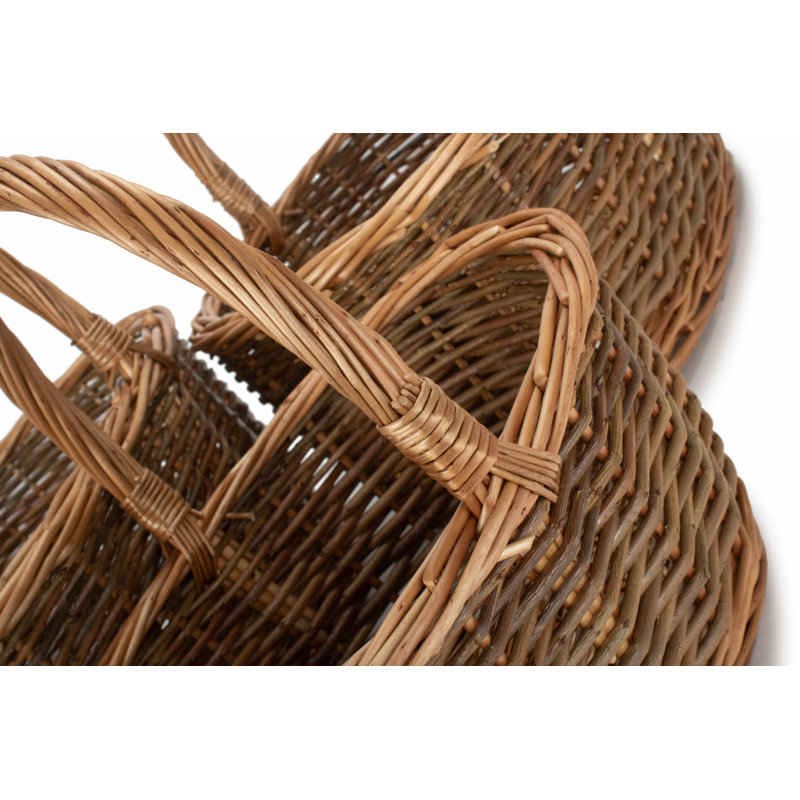 Lily Manor Wicker 3 Piece Unpeeled Willow Shopper Basket Set