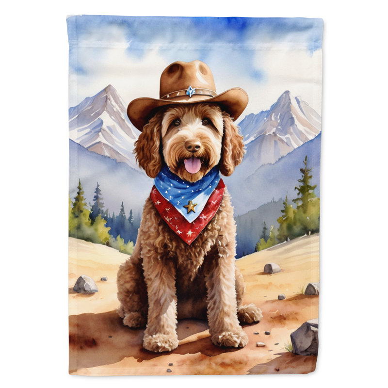 Drapeau Cowboy Welcome Garden, Labradoodle brun