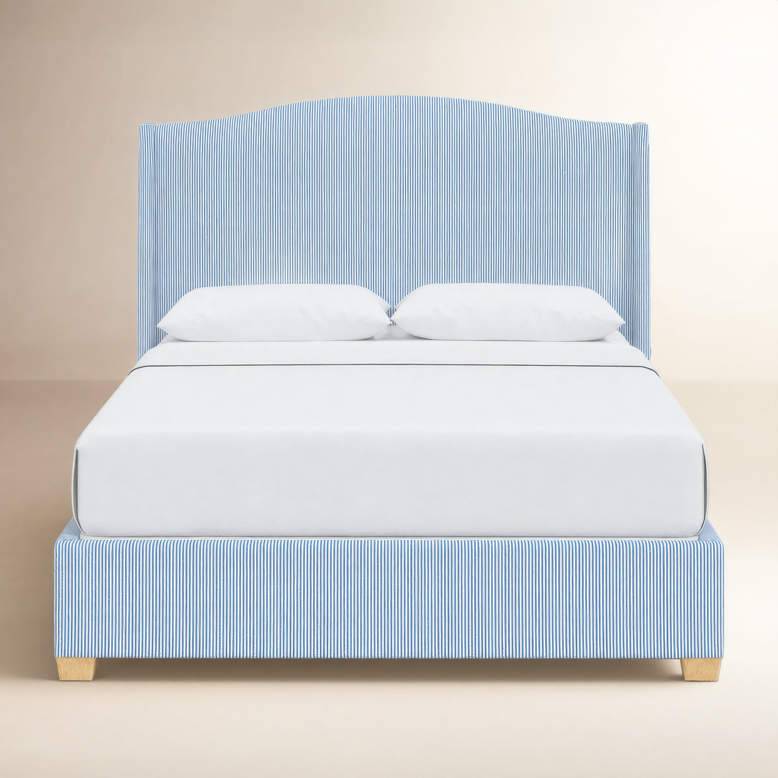 Allis Wingback Bed, Queen, Prep Stripe Blue