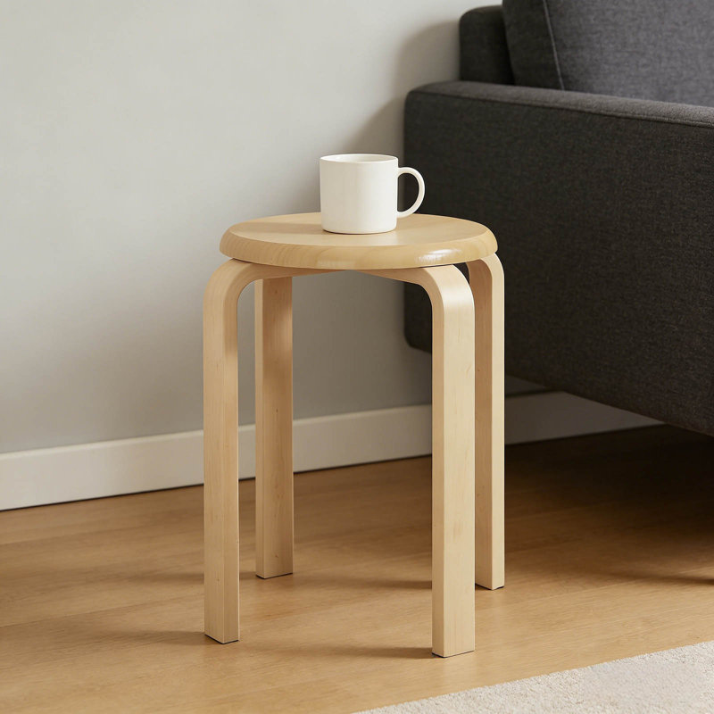 Natural Tone Mdf Stackable Backless Stools Set