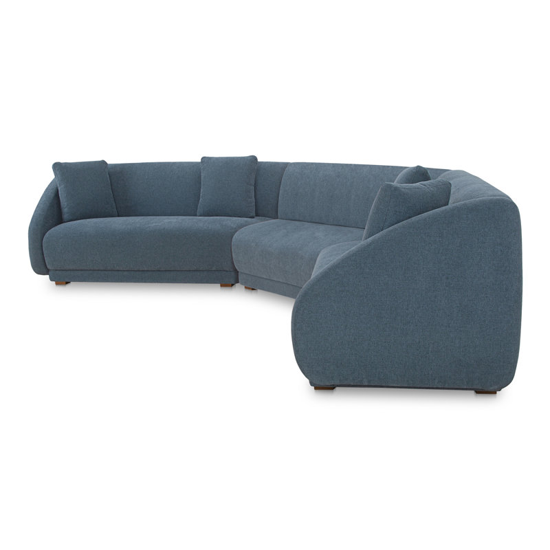 Canapé modulaire 3 pièces avec coin Rae, Polyester bleu