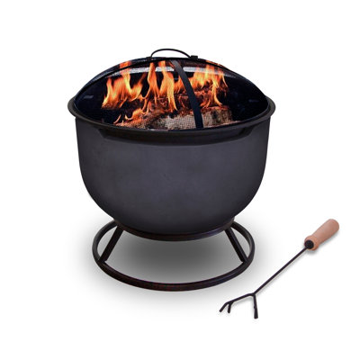 Afterglow Round Terrafab Outdoor Wood Burning Fire Pit, Dark Gray