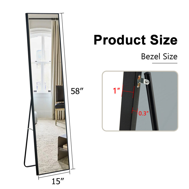 Gehmlich Rectangle A must-have HD Slimming Full-length Mirror for Your Home, Gray, 58" x 15"