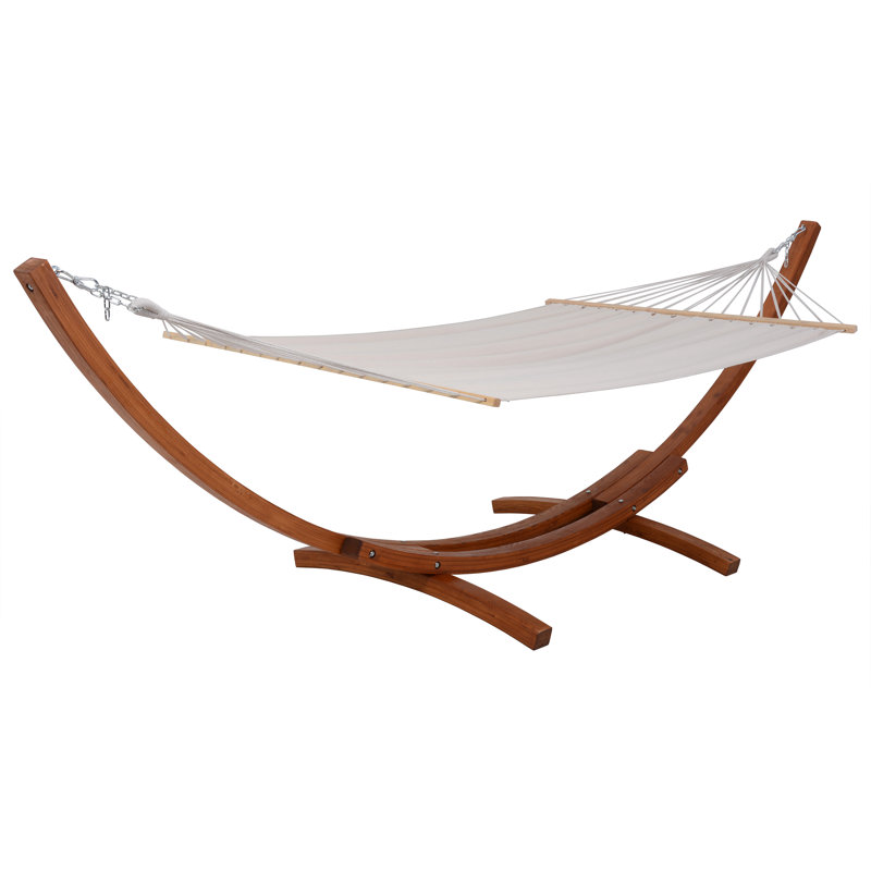Hamac d'extérieur en bois de cèdre avec tissu en polyester enduit de PVC, Blanc