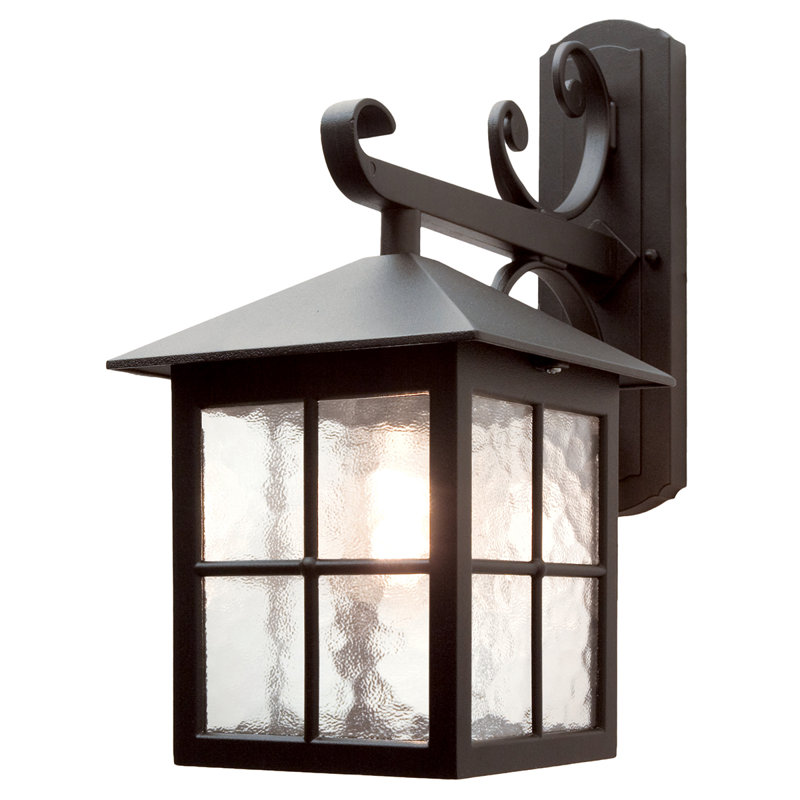 Lucia Black Hardwired Frosted Glass Outdoor Wall Lantern, 39cm H x 18.5cm W x 31cm D