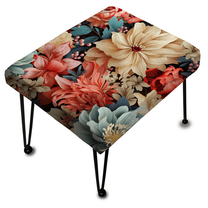 Pink Boho Floral Harmony - Floral Rectangle Ottoman