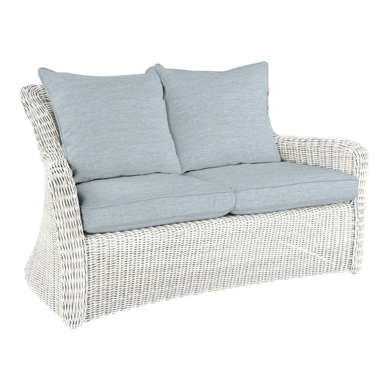 Sag Harbor Outdoor 2 - Seat Loveseat, Classic White, Ocean