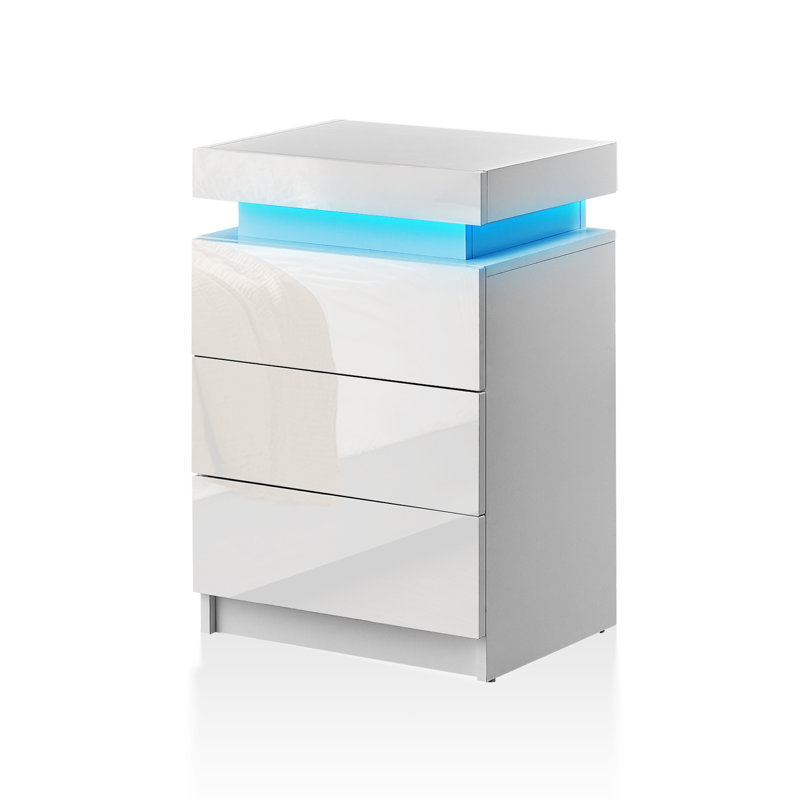 Ambir 45cm W Manufactured Wood Bedside Table, White