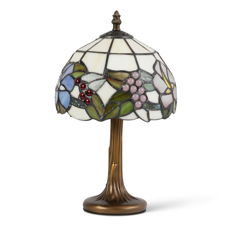 Carpentras 34Cm Tiffany Style Lily Blue Pink Cream Glass Table Lamp