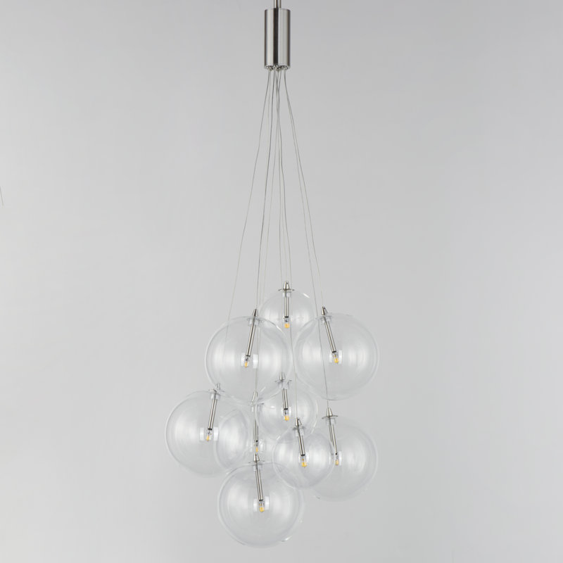 Luminaire suspendu 9 lumières Celica, Nickel satiné