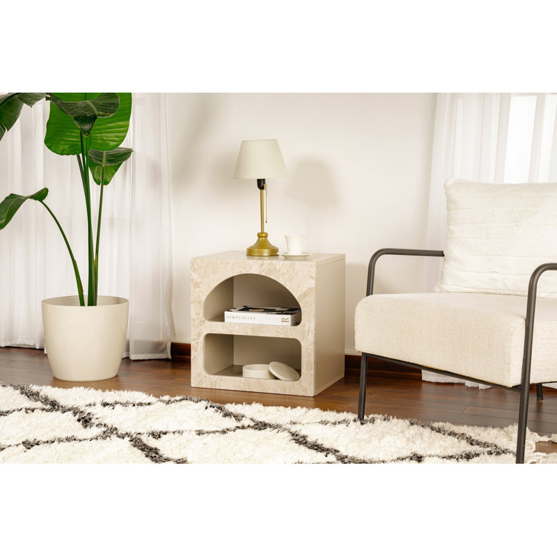 Teiah Nightstand, Traverten Marble/Sandstone