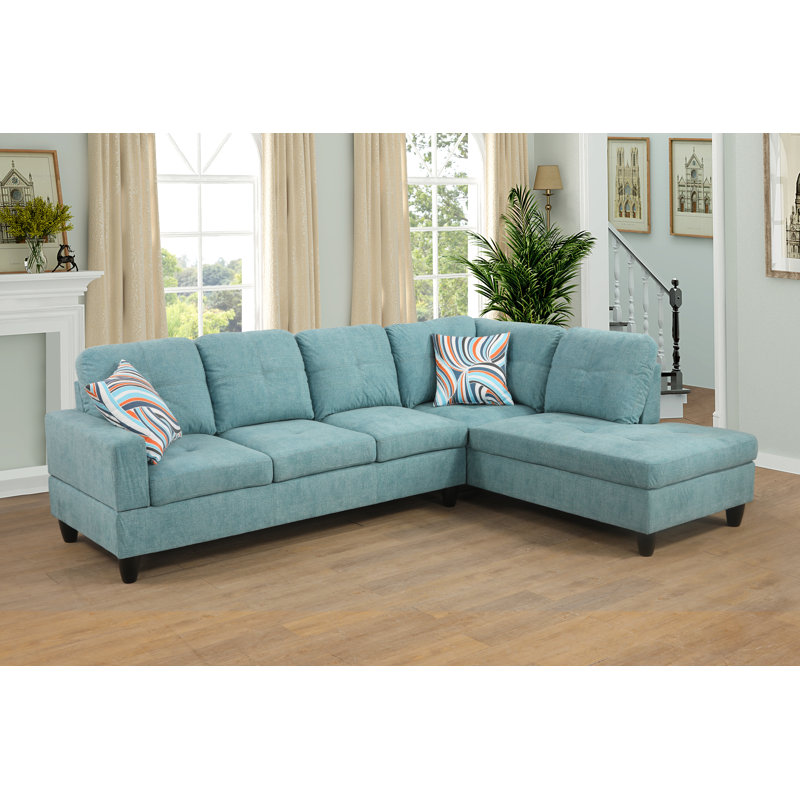 Larelle 103.5" Wide  Sofa & Chaise, Orienté à gauche (vu de face), Microfibre / suédine vert