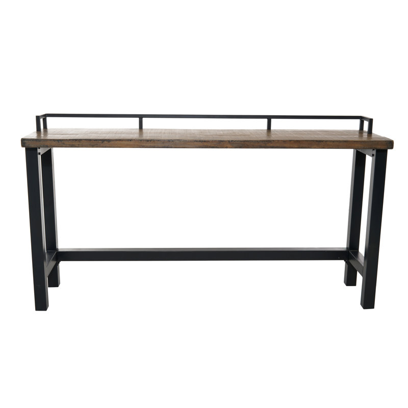 Zarahi Pine Solid Wood Top Metal Base Dining Table
