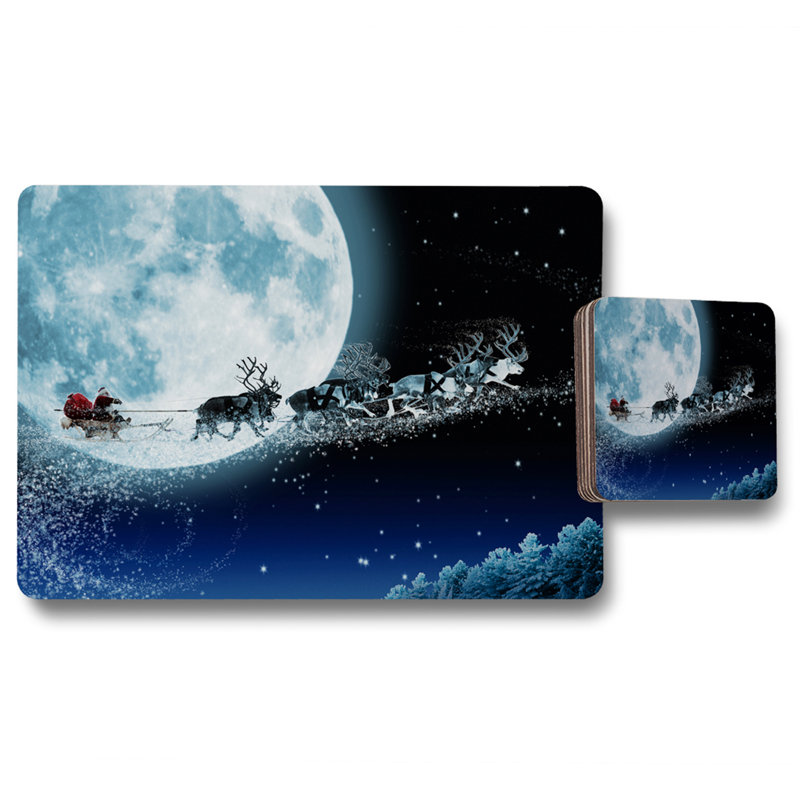 Easley Polyester, Polyester Coated Hardwood, Wood No Pattern Rectangle Placemat, Coaster