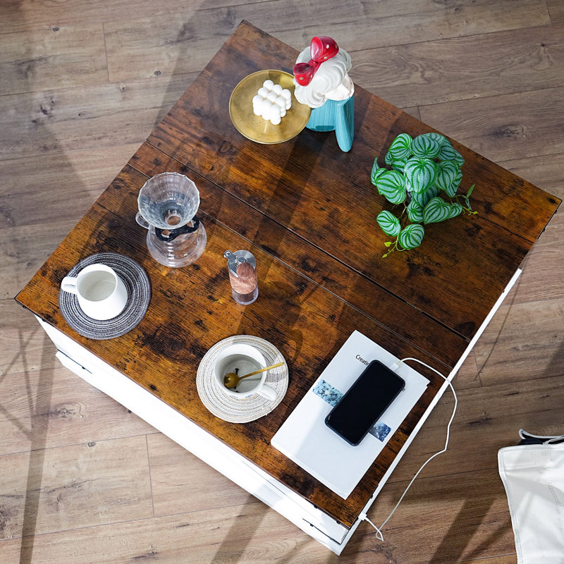 Multi-Functional Lifting Dining Table Coffee Table, 18.43" H x 31.43" L x 31.61" W