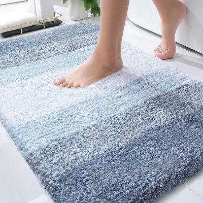 Bathroom Rug Mat 30X20, Extra Soft And Absorbent Microfiber Bath Rugs, Non-Slip Plush Shaggy Bath Carpet, Machine Wash Dry, Bath Mats For Bathroom Floor, Tub And Shower, Blue